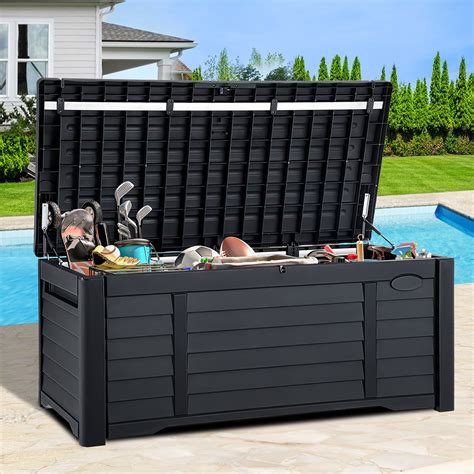 outdoor lockable storage box metal|outdoor storage chest waterproof lockable.